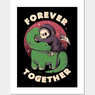 Forever Together - Cute Grim Reaper Dino Gift Posters and Art